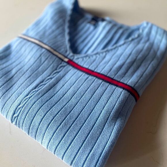 Tommy Hilfiger Light Blue Ribbed Sweater - Picture 1 of 6
